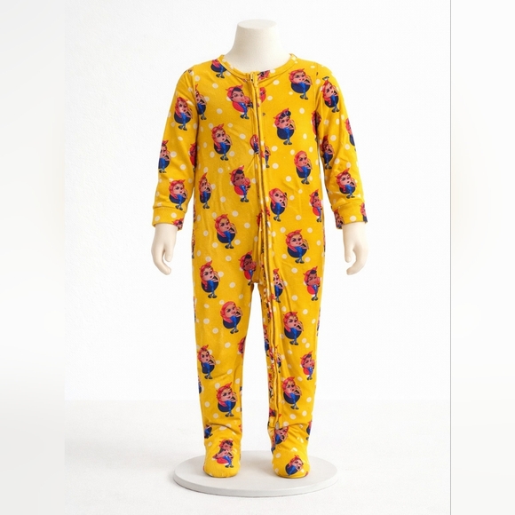 Posh Peanut Other - Vibrant Yellow Kids' Cartoon Print Onesie